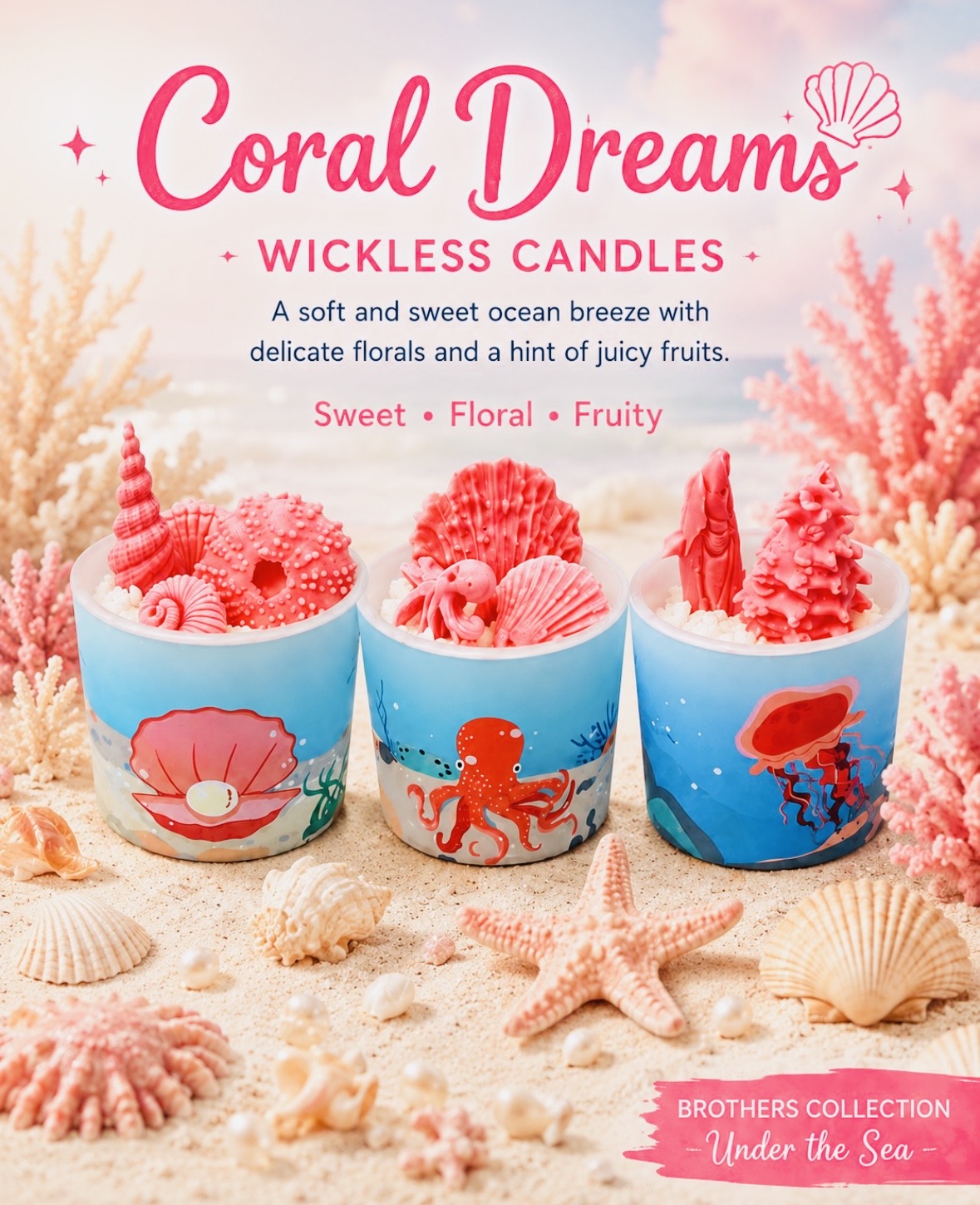 Coral Dreams 2-in-1 Wickless Candle